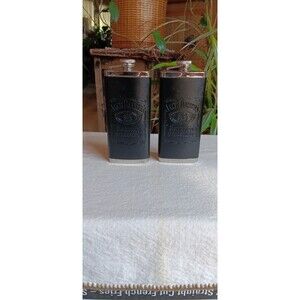 Jack Daniels Tennessee Whiskey 5oz Stainless Leather Wrap Flask - Set